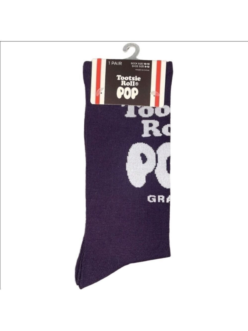 4/$25 Tootsie Pop Purple Graphic Mens Grape Lollipop Novelty Crew Socks Unisex